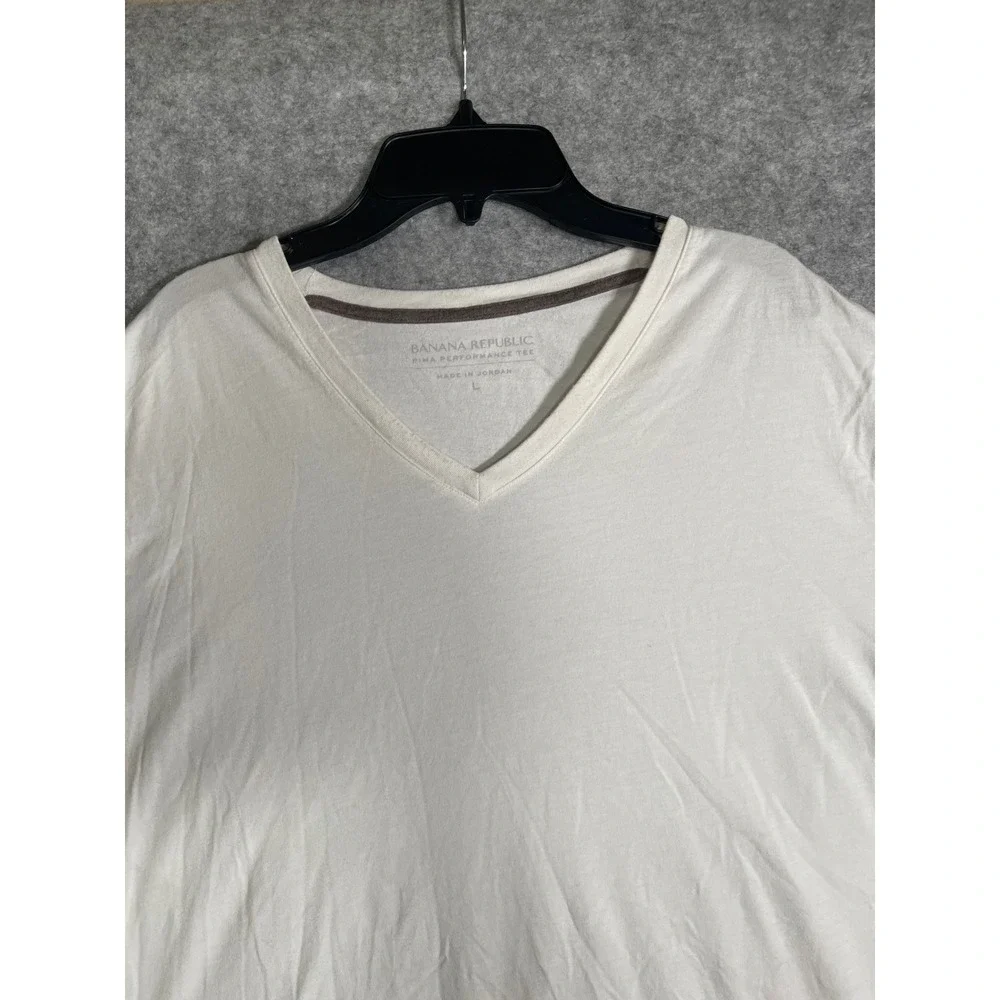 Banana Republic Pima Performance‎ Tee Mens Large White V-Neck Short Sleeve Shirt
